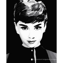 DIY framed wall art paint by numbers for living room Audrey Hepburn